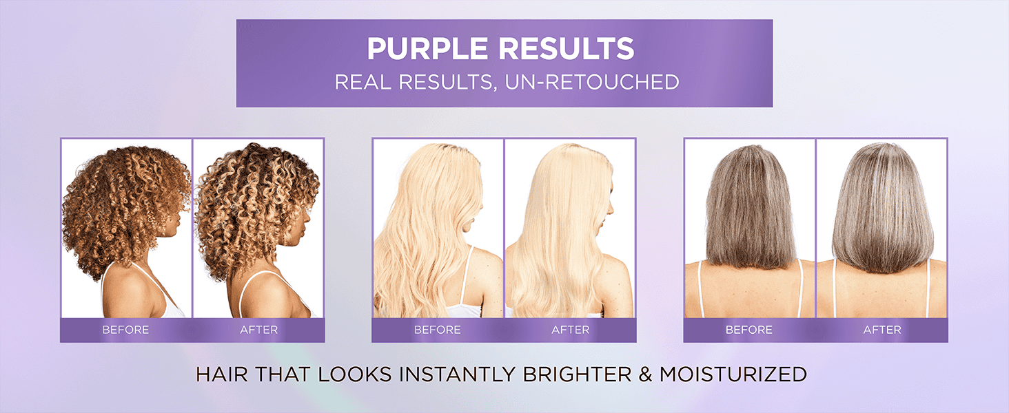 L'Oréal Paris EverPure Sulfate-Free Purple Shampoo and Conditioner, Education Module Content Before and After
